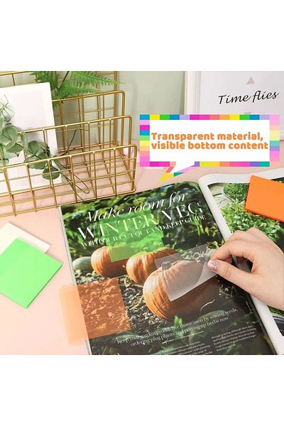 Kawaii Adhesive Transparent Post-it 50 Pieces Orange
