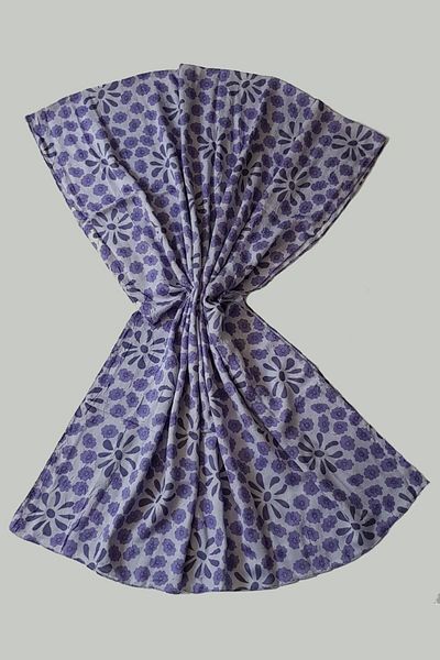 Modakaşmir Lilac Vintage Daisy Patterned Bamboo Shawl