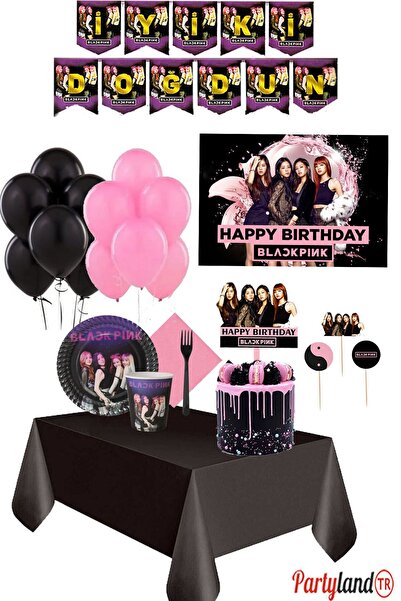 PartylandTR Blackpink 8 Kişilik Afişli Doğum Günü Parti Seti