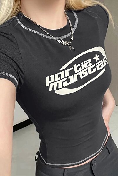 BİQ & TAQ BUTİK بلوزة قصيرة مدخنة عتيقة - تصميم بارتي مونسترز