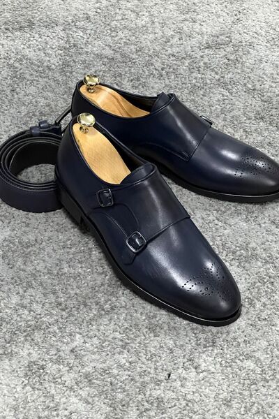 NAZEF Special Production Neolite Sole Leather Shoes with Double Buckle Detail