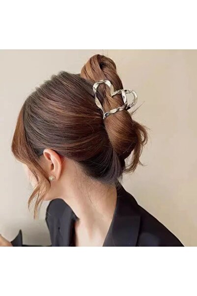MutluBiDünya Vintage Dalgalı Kalp Model Orta Boy Metal Mandal Toka