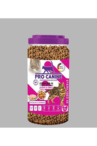 PRO CANINE 40 TON BALIKLI -KARİDESLİ KISIR -OBEZ STERILISED YETİŞKİN KEDİ MAM...