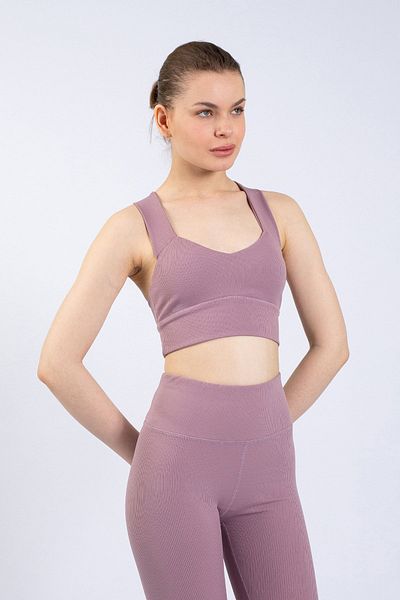 The Step Sports Sutien sport căptușit cu nervuri liliac pentru femei
