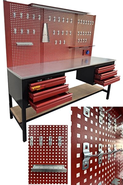 STAXX POWER Profesyonel 6 Çekmeceli 2 Metre Takım Tezgahı - Güçlü Yapı ve Kullanışlı Depolama Atölye Takım Dolab