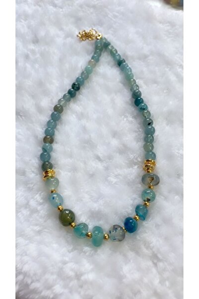 Takkı by Handan Mavi akik taşı tasarım kolye.