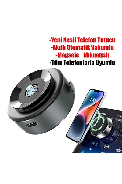 Dexmon Yeni Nesil Akıllı Taşınabilir Magsafe Mıknatıslı Otomatik Vakumlu Tele...