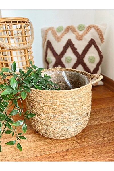 KaiHome سلة خوص متوسطة الحجم مع حماية داخلية - منظم قوي / حامل زهور