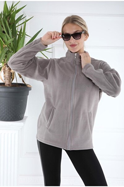 İşte Tişörtüm Gri Cepli Polar Mont