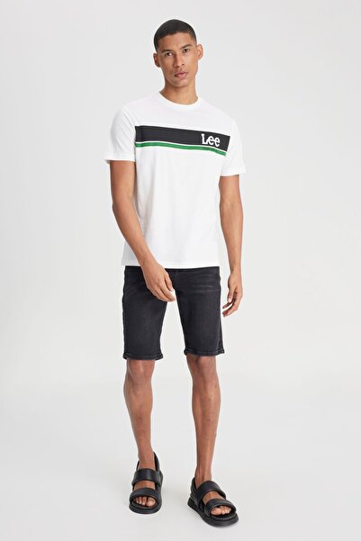 Lee Regular Fit Normal Cut Crew Neck 100% Cotton Logo T-Shirt