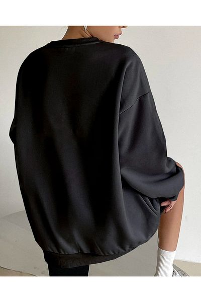LAND MODA Hanorac unisex cu gât rotund - Imprimat cu semnătură M