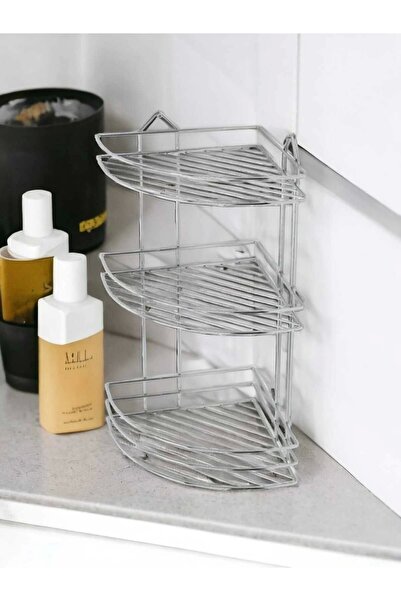 btrlady Colț economic, 3 niveluri, cromat, cadă, duș, cabină de duș, raft interior, suport pentru șampon, colț