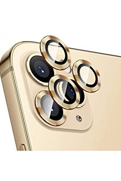 bzontech Apple Iphone 12 Pro Max Mercek Lens Kamera Koruyucu Gold