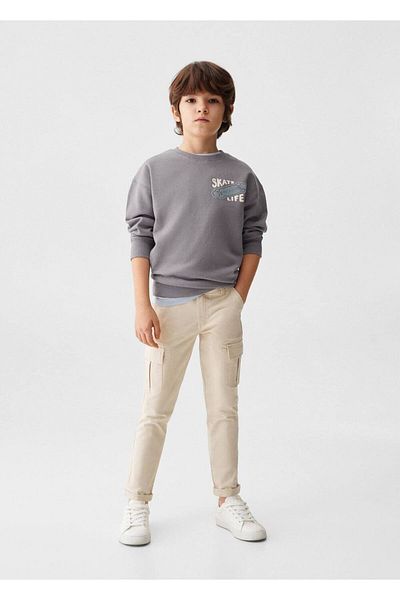 MANGO Kids Baumwoll-Sweatshirt mit Botschaft