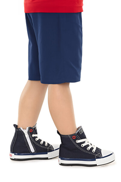 Kiko Kids Αθλητικά παπούτσια από λινό ψηλό κορδόνι για αγόρια