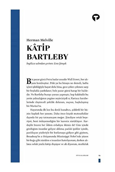 Turkuvaz Kitap Kâtip Bartleby: Bir Wall Street Hikayesi Herman Melville