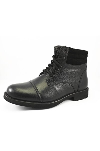 Ras Men's Black Leather Bound Side Zipper Boots