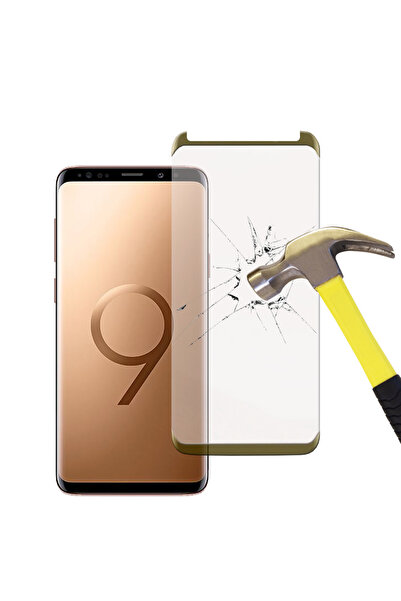 Smart Tech Samsung Galaxy S9 Plus Tam Kaplayan Kavisli Cam ekran Koruyucu Gold