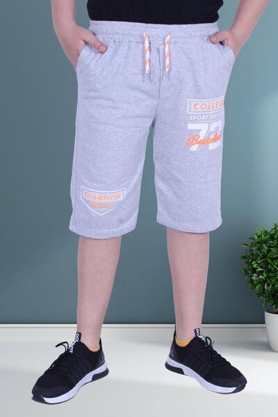 FYK COLLECTİON Basketball 72 Text Printed Boy's Wide Leg Gray Capri
