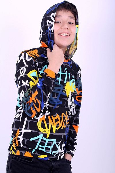 FYK COLLECTİON Hanorac pentru băieți - Colecția Fyk, cu model, mânecă lungă, 2 fire