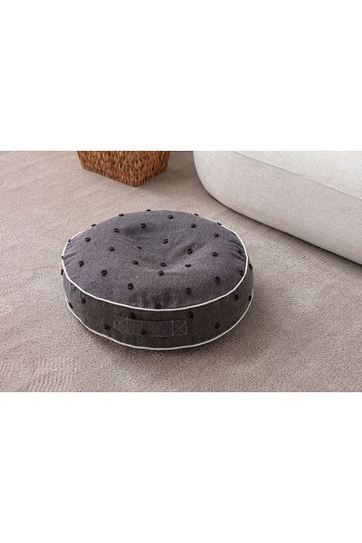 BUGİ HOME COLLECTİON Husă de pernă cu buline duble din țesătură de in - Pernă de podea 43x43,35X50,60X60