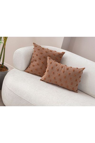 BUGİ HOME COLLECTİON Ленена възглавница с шарка на точки - 43x43 и 35x50