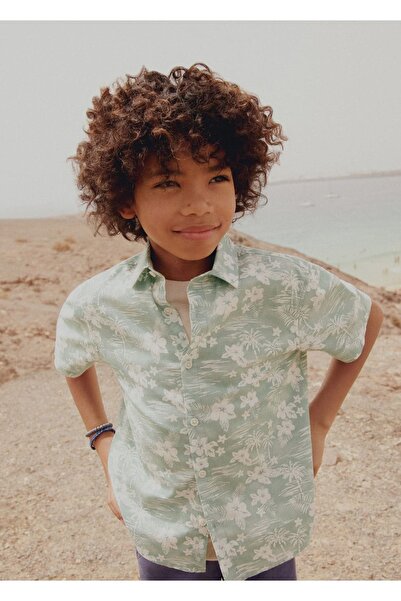 MANGO Kids Vzorovaná košile s krátkým rukávem