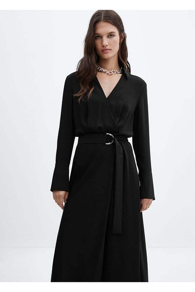 MANGO Woman Buttoned draped dress