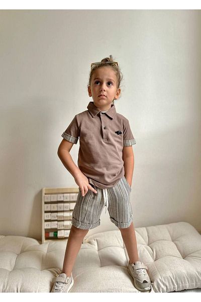 hira kids collection Комплект от муселинови шорти с поло яка за момче
