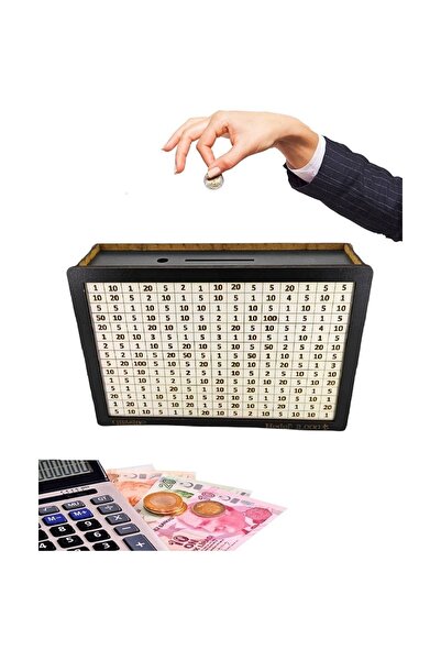BAMTEBİ Ahşap Parabox Kumbara 10 Bin Tl Hedefli Para Biriktirme Kutusu Siyah ...