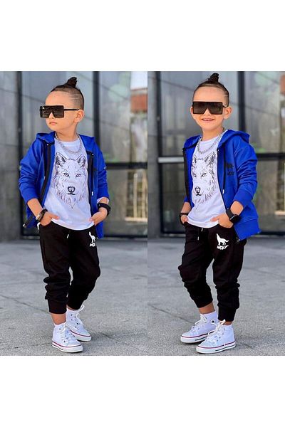 Byasaf Kids 60053 COSUM CARDIGAN LUPO GAGĂ ALBASTRU
