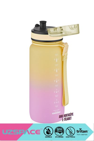 Uzspace 650ml Motivational Tritan Flask - Double Color, Leak-Proof, BPA Free and Lockable Lid