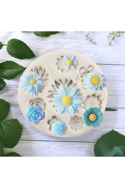 HogART Design 7' li  Çok Çeşitli Çiçekler Silikon Mum Kalıp