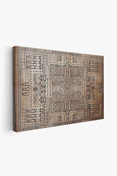 Arkeot Etnik Motif Desenli Vintage Duvar Tablosu - Dekoratif Kanvas Tablo - Salon oturma odası için tablo