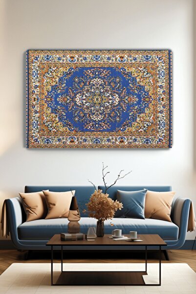 Arkeot Etnik Motif Desenli Vintage Duvar Tablosu - Dekoratif Kanvas Tablo - Salon oturma odası için tablo