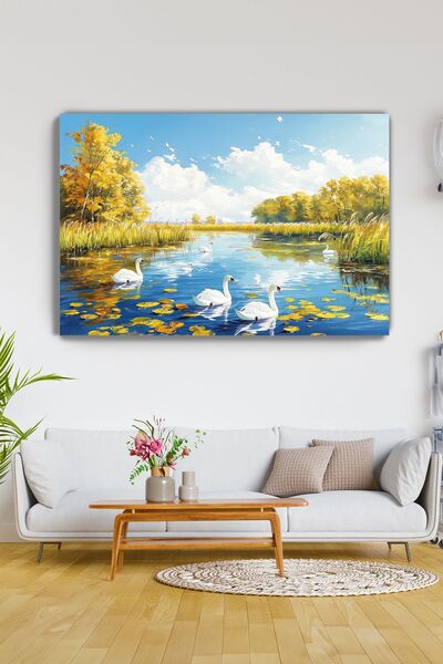 Arkeot Kuğu Gölü Kanvas Duvar Tablosu - Ev Salon Oturma - Yatak odası Mutfak Ofis Dekorasyonu