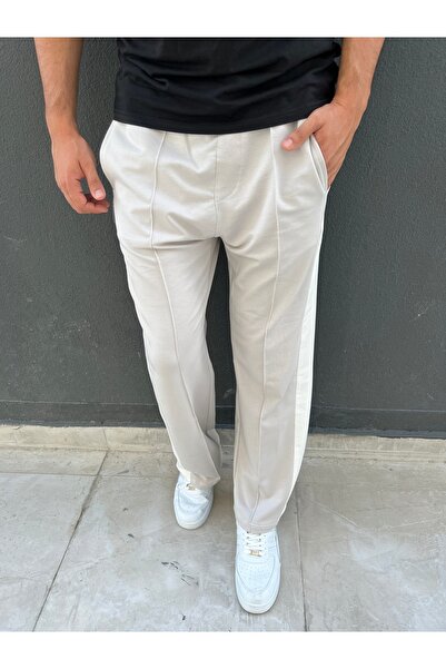 BY İMPALA MODA بنطال رياضي فضفاض مخطط للفصول الأربعة - خيطين