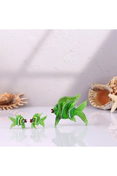 ADAMODART Ebruli Balık 3'lü Cam Biblo - Yeşil