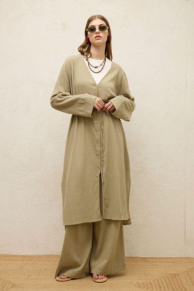 Manuka Çağla - Cotton Long Tunic with Tie