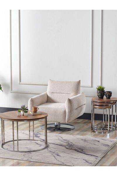 SEDAŞ LIVING UNITS 4 Lü Koyu Ceviz Suntalam Gümüş Metal Ayaklı Cam C Model Se...