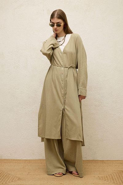 Manuka Çağla - Cotton Long Tunic with Tie