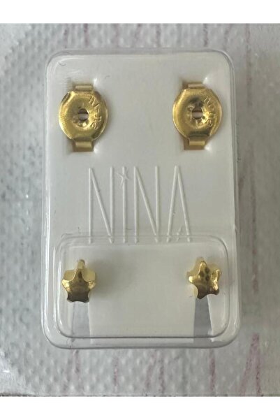 nina Gold Star Yıldız Kulak Delme Küpesi 1 çift