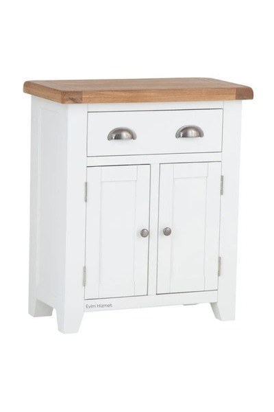 Evim Hizmet 80 Cm Lake Beyaz Masif Konsol - Çekmeceli Çok Amaçlı Dolap - Mont...