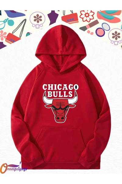 oneagılyazı Hanorac supradimensionat cu glugă CHICAGO - Design imprimat