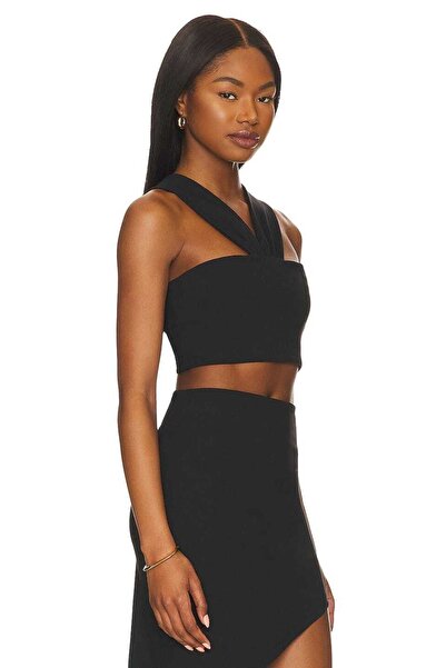 By Kul Design Жіночий кроп-топ з чорного джерсі на бретелях без бретелей