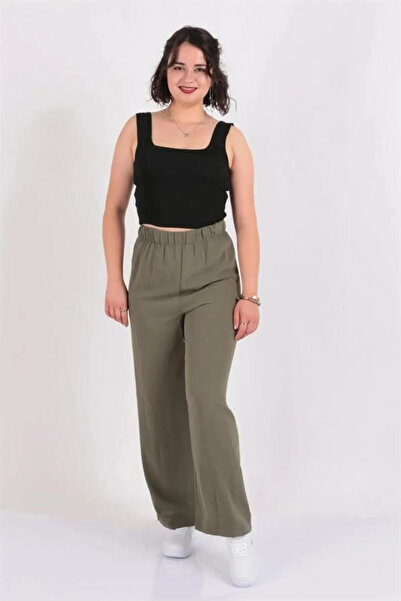 Puane Comfortable Women's Aerobin Trousers - Elastic Waist, Khaki Color, 18103