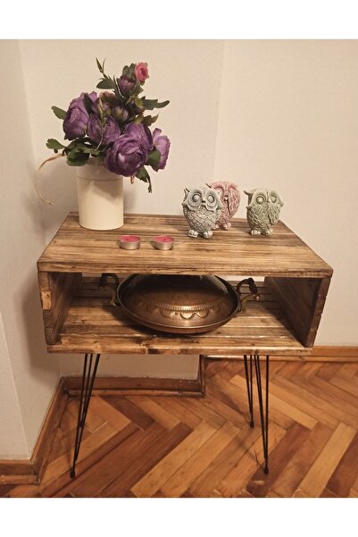 HOHORİ Dekoratif Doğal Ahşap Stand, Sehpa, Komodin, Bahçe, Salon, Yatak Odası...
