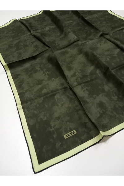 Aker Tivil Silk Scarf - Henna Green and Cloud Pattern