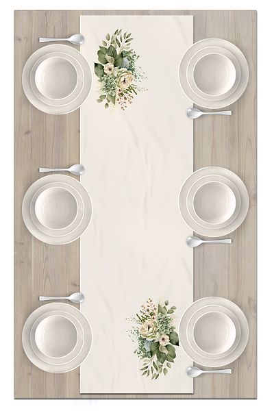 Bertille Home Flower Series 140x40 Cm Digital Printed Runner