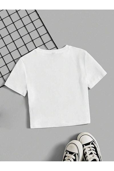 Bengi Clothing Λευκό Oversize Βαμβακερό T-shirt - Κοντό μανίκι, εμπριμέ